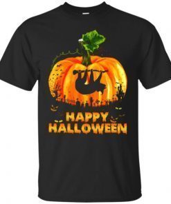 Sloth Pumpkin Happy Halloween Tee Shirt