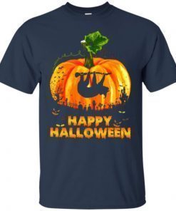 Sloth Pumpkin Happy Halloween Tee Shirt