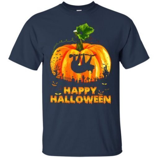 Sloth Pumpkin Happy Halloween Tee Shirt