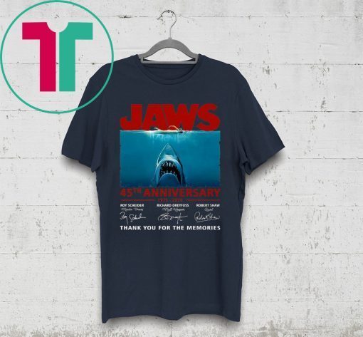 45th Years Of Jaws Anniversary Shark Shirt for Mens Womens Kids