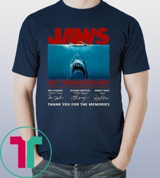 45th Years Of Jaws Anniversary Shark Shirt for Mens Womens Kids