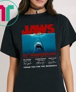 45th Years Of Jaws Anniversary Shark Shirt for Mens Womens Kids