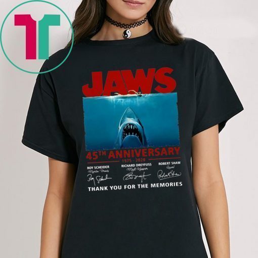 45th Years Of Jaws Anniversary Shark Shirt for Mens Womens Kids