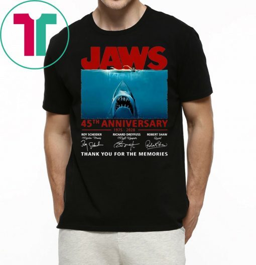 45th Years Of Jaws Anniversary Shark Shirt for Mens Womens Kids