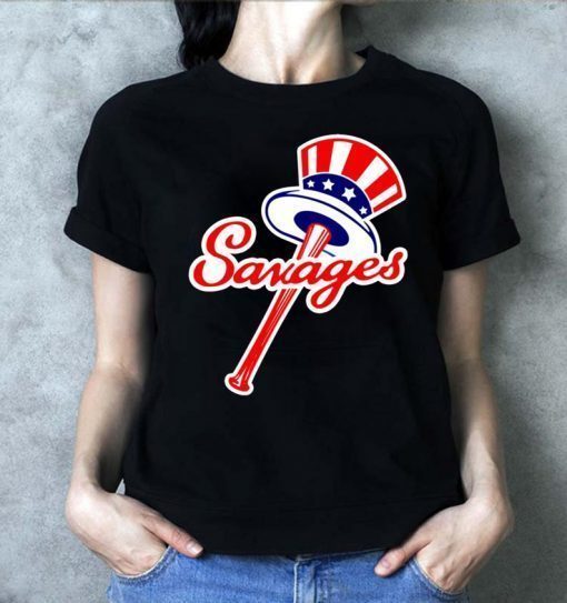 New York Yankees Top Hat Emblem Savages T-Shirt For Mens Womens Kids