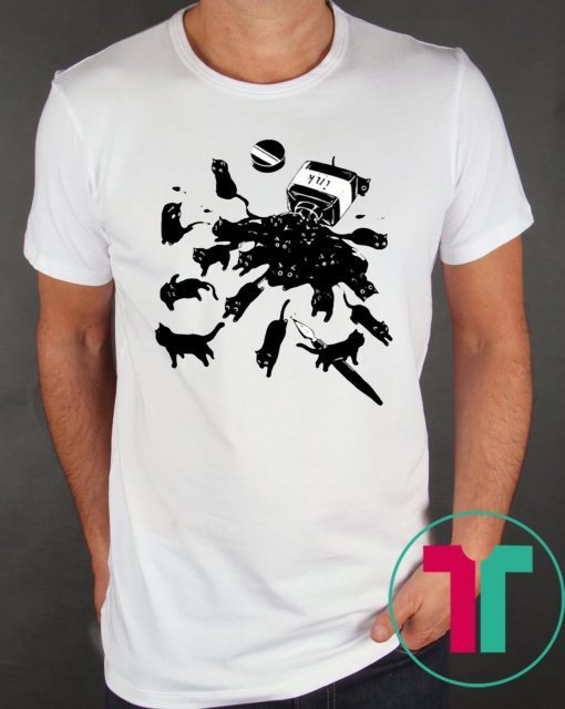 Black cat ink tee shirt