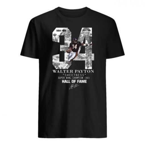 Chicago bears 34 walter payton sweetness hall of fame signature T-Shirt