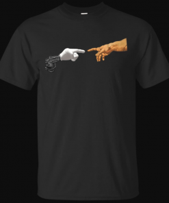 Creation Of Adam Robot Arm By Michelangelo Funny T-Shirt