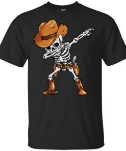 Dabbing Skeleton Cowboy Hat Halloween Mens Womens T-Shirt