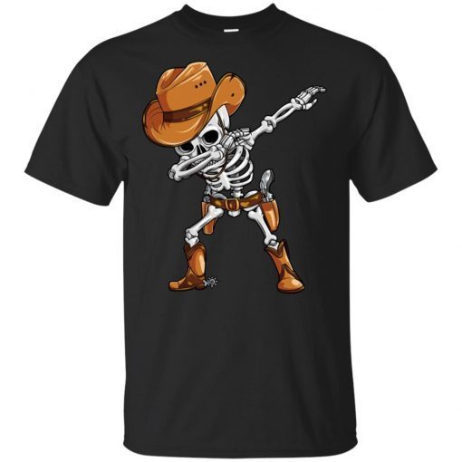 Dabbing Skeleton Cowboy Hat Halloween Mens Womens T-Shirt