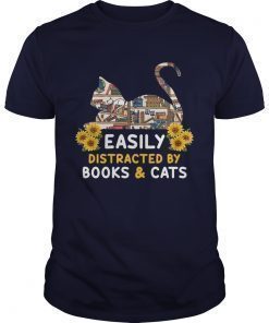 Easily Distracted By BooksCats Cat Lover TShirts