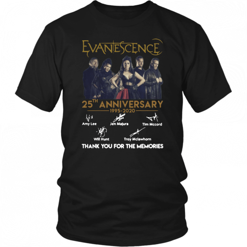 Evanescence 25th anniversary 1995-2020 signatures thank you for the memories 2019 Tee Shirts