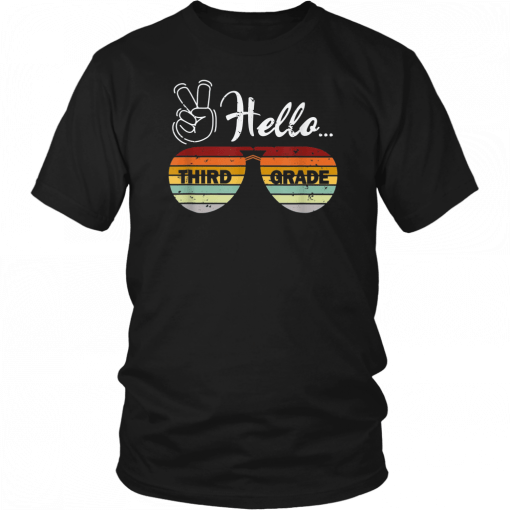 Hello Third Grade Retro Sunset Glasses 3rd Grade Team Gift T-Shirt