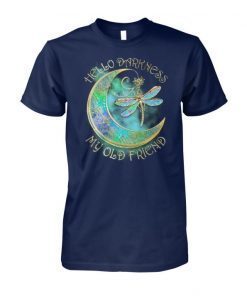 Hippie hello darkness my old friend moon and dragonfly shirt and men’s tank top T-Shirt