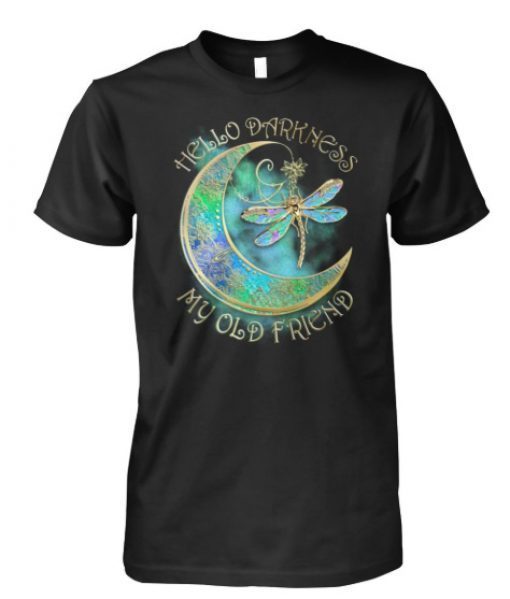 Hippie hello darkness my old friend moon and dragonfly shirt and men’s tank top T-Shirt