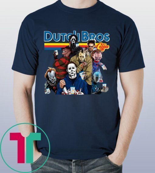 Halloween Horror Characters Dutch Bros Coffee Tee Shirt