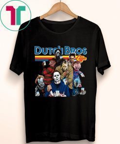 Halloween Horror Characters Dutch Bros Coffee Tee Shirt