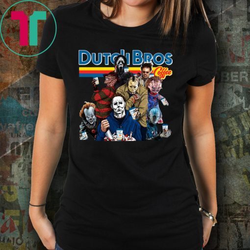 Halloween Horror Characters Dutch Bros Coffee Tee Shirt