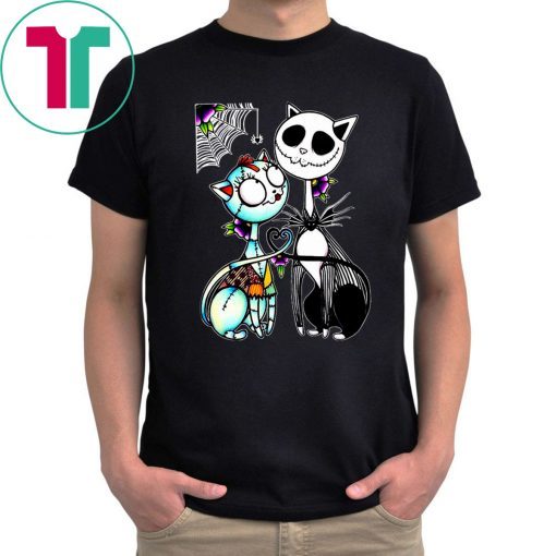 Jack Skellington and Sally Cat Halloween Tee Shirt