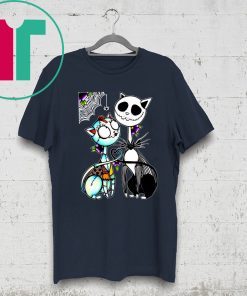 Jack Skellington and Sally Cat Halloween Tee Shirt