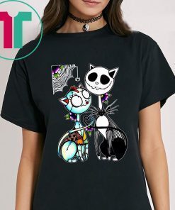 Jack Skellington and Sally Cat Halloween Tee Shirt