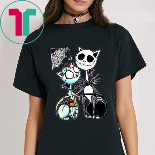 Jack Skellington and Sally Cat Halloween Tee Shirt