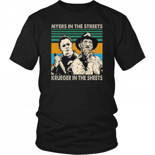 Myers In The Streets Krueger In The Sheets Halloween Classic Tee Shirts