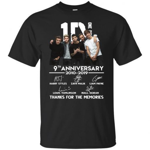 One Direction 9th Anniversary 2010 2019 Thanks For The Memories Shirt