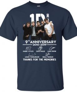 One Direction 9th Anniversary 2010 2019 Thanks For The Memories Shirts