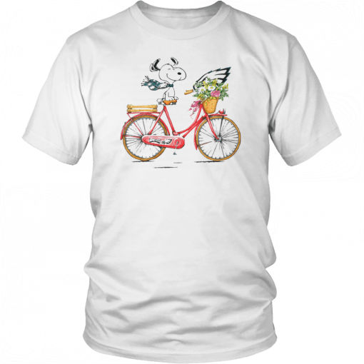 Philadelphia Eagles Snoopy Riding A Bicycle T-Shirt