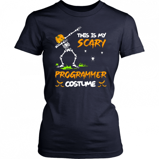 This Is My Scary Programmer Costume Dabbing Skeleton Pumpkin Halloween Tee Shirt