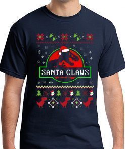 Santa Claws Jurassic Park Ugly Christmas Tee Shirt