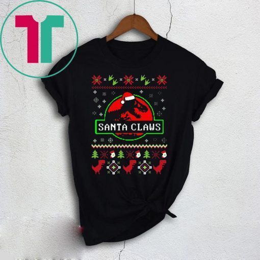 Santa Claws Jurassic Park Ugly Christmas Tee Shirt