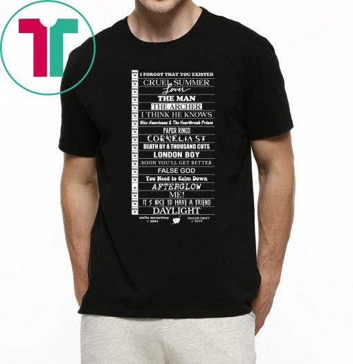 Stella Taylor Swift Black Tee With Tracklist T-Shirt for Mens Womens Kids