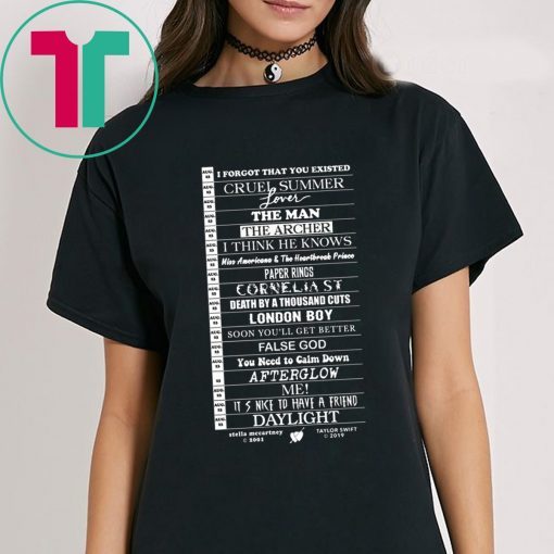 Stella Taylor Swift Black Tee With Tracklist T-Shirt for Mens Womens Kids