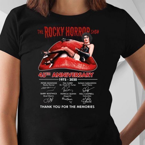 45th Anniversary The Rocky Horror Show 1975 2020 Thank You For The Memories T-Shirt