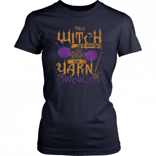 The witch can be bribed with yarn chocolate Halloween classic Tee Shirt