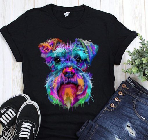 Schnauzer art splash Mens Womens T-Shirt