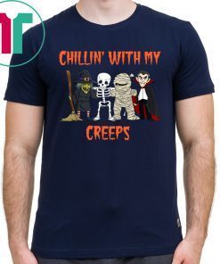 Chillin With My Creeps Vampire Halloween Skeleton Witch Unisex Tee Shirt