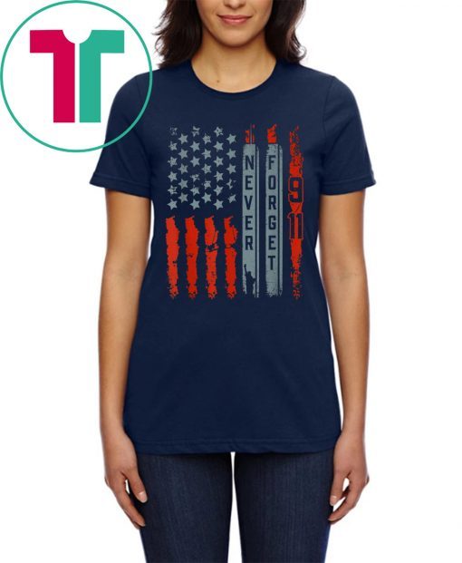 American Flag Never Forget 911 Memorial T-Shirt