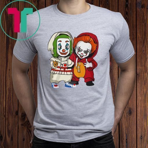 Halloween Baby Joker And Pennywise Horror Movies Characters Tee Shirt