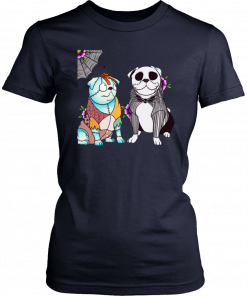 Bulldog sally and jack skellington halloween 2019 T-Shirt
