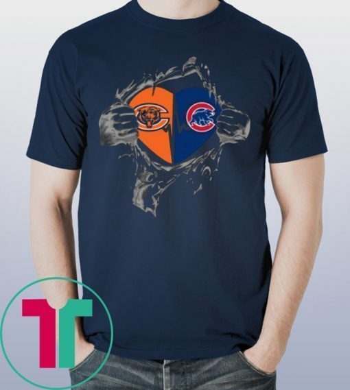 CHICAGO BEARS AND CHICAGO CUBS INSIDE ME TEE SHIRT