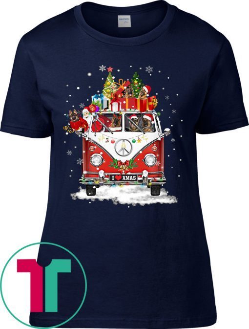 German Shepherd Christmas Car Funny T-Shirts