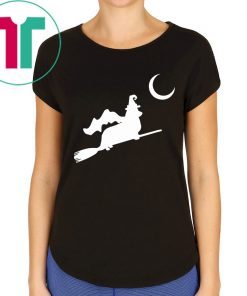 Corgi Witch Flying Silhouette Halloween T-Shirt