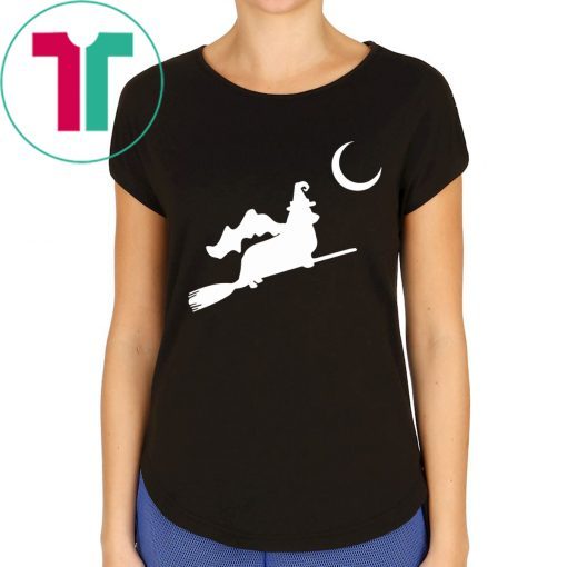 Corgi Witch Flying Silhouette Halloween T-Shirt