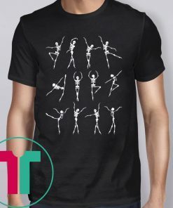 Dancing Ballet Pattern Skeleton Ballerina Costume Halloween T-Shirts