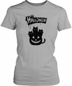 Halloween Pumpkin Cats Tee Shirt