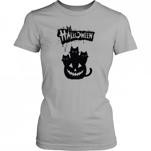 Halloween Pumpkin Cats Tee Shirt