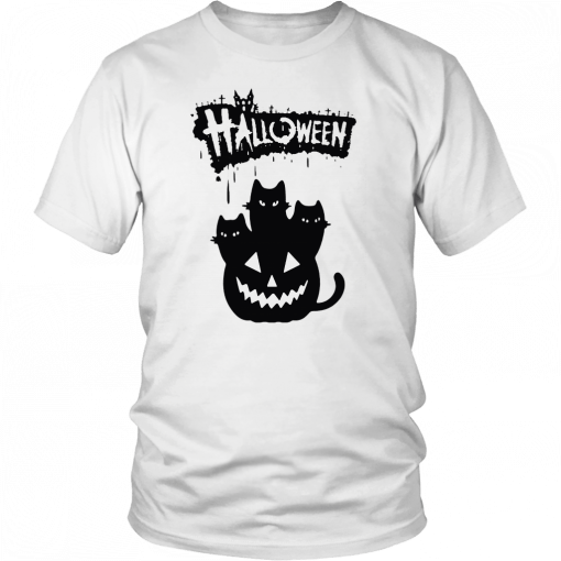 Halloween Pumpkin Cats Tee Shirt